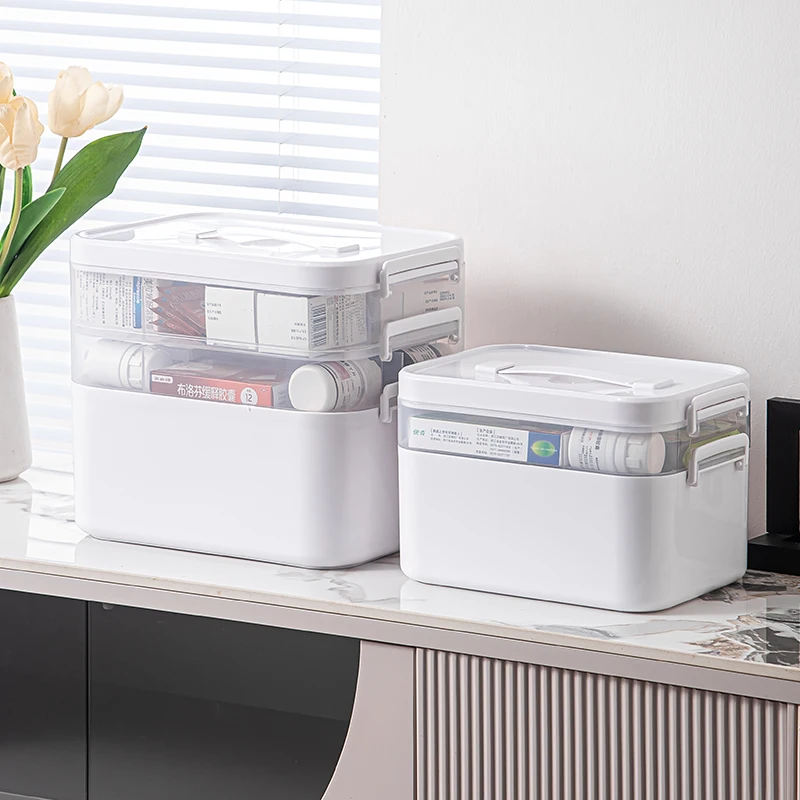 1PCS ขนาดใหญ่ความจุกล่องแบบพกพา Multi-Layer ทางการแพทย์จอแสดงผลตู้ Medical Storage Racks กล่องเก็บยา 1