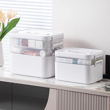 1PCS ขนาดใหญ่ความจุกล่องแบบพกพา Multi-Layer ทางการแพทย์จอแสดงผลตู้ Medical Storage Racks กล่องเก็บยา 1