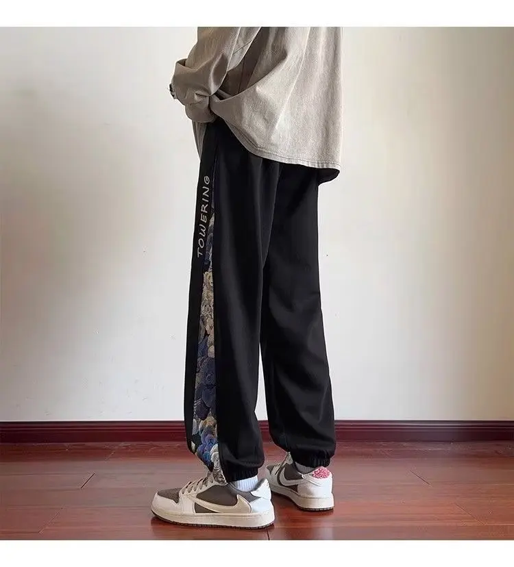 Description Picture 6 of itemHarem Trousers Male Patchwork Drawstring Pant Y2K Male Sweatpants Streetwear Clothes Man Loose Casual Solid Color Fashion Jogger