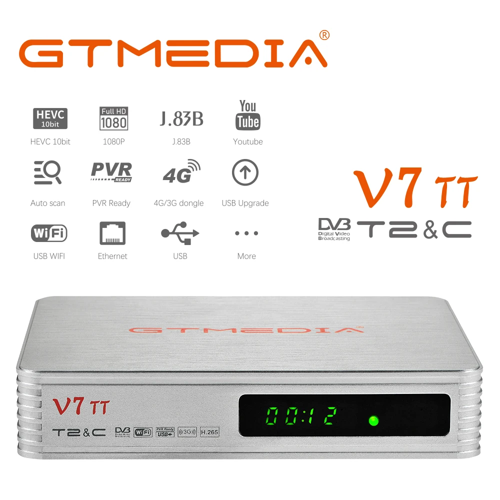 Receptor de Satélite Terrestre Gtmedia v7 tt Dvb-t t2 Dvb-c J.83b Receptor de Sinal H.265 Hevc 10bit Usb Pvr Pronto Ccam 1080p hd - Image 6