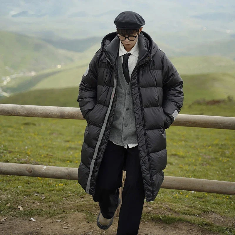 

Winter Down Jacket Men Long Coat Korean Puffer Loose Thicken Warm Parka Luxury Brand Pockets High Quality