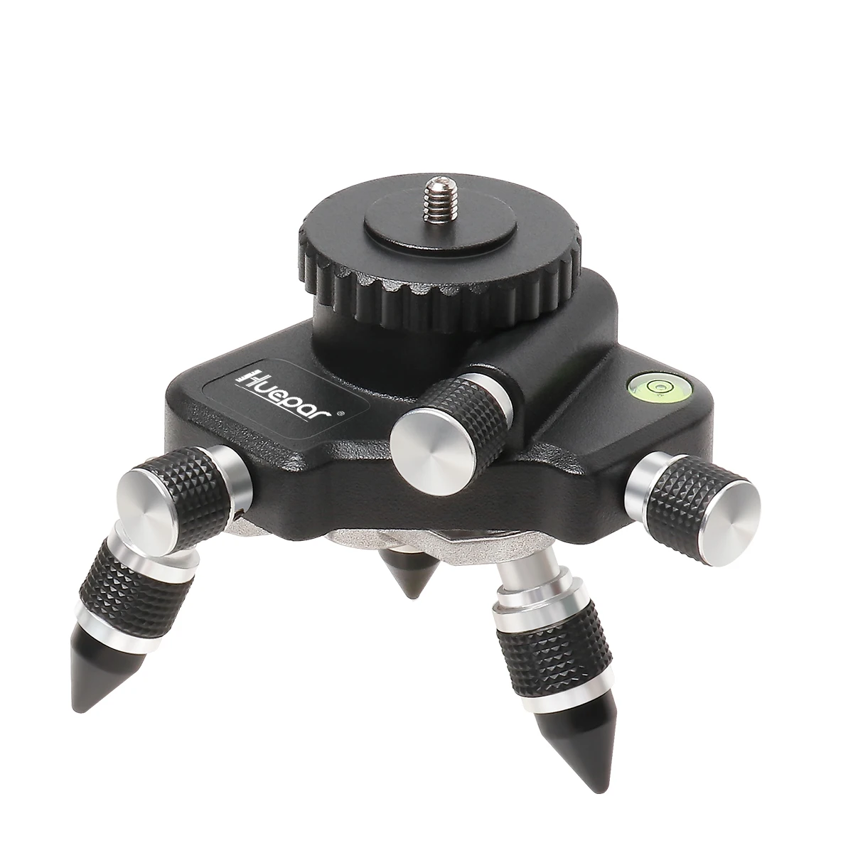Huepar Stativ-Drehadapter 360° ° Feinabstimmende Micro-Adjust-Basis für Laser-Nivelliergerät mit Nivellierblase, 1/4'',5/8'' Gewindehalterung