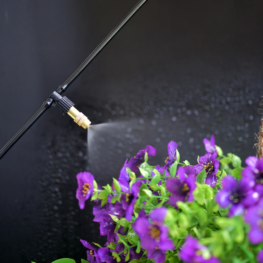 Adjustable Brass Nozzle Connection 1/4 1/2 Inch Hose Garden Spray Cooling Irrigation System 5