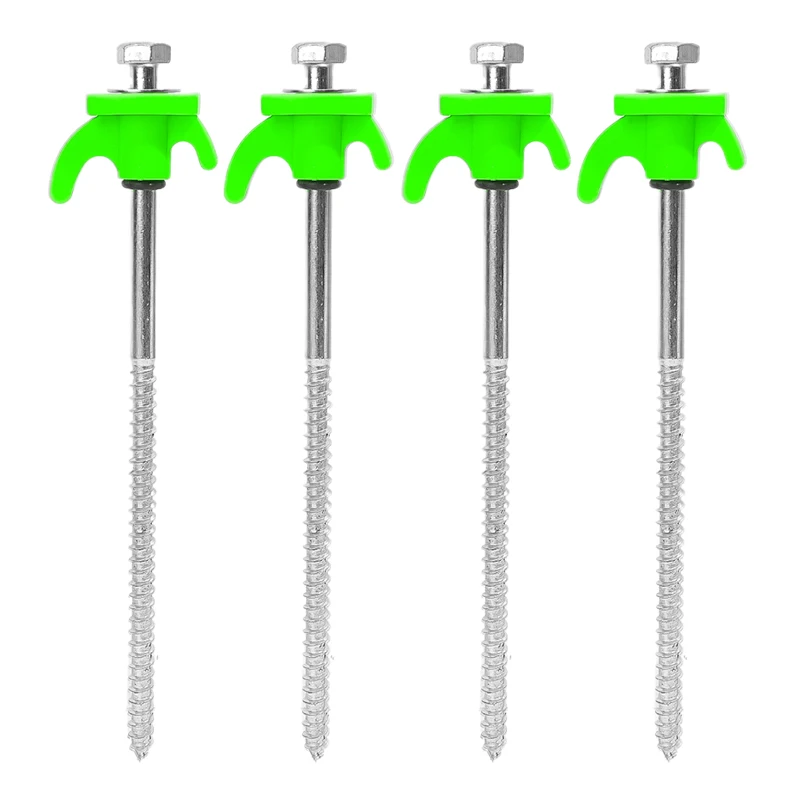 Heavy Duty Metal Spiral Ground Anchors - Set of 10 Camping Tent Stakes with Hex Socket