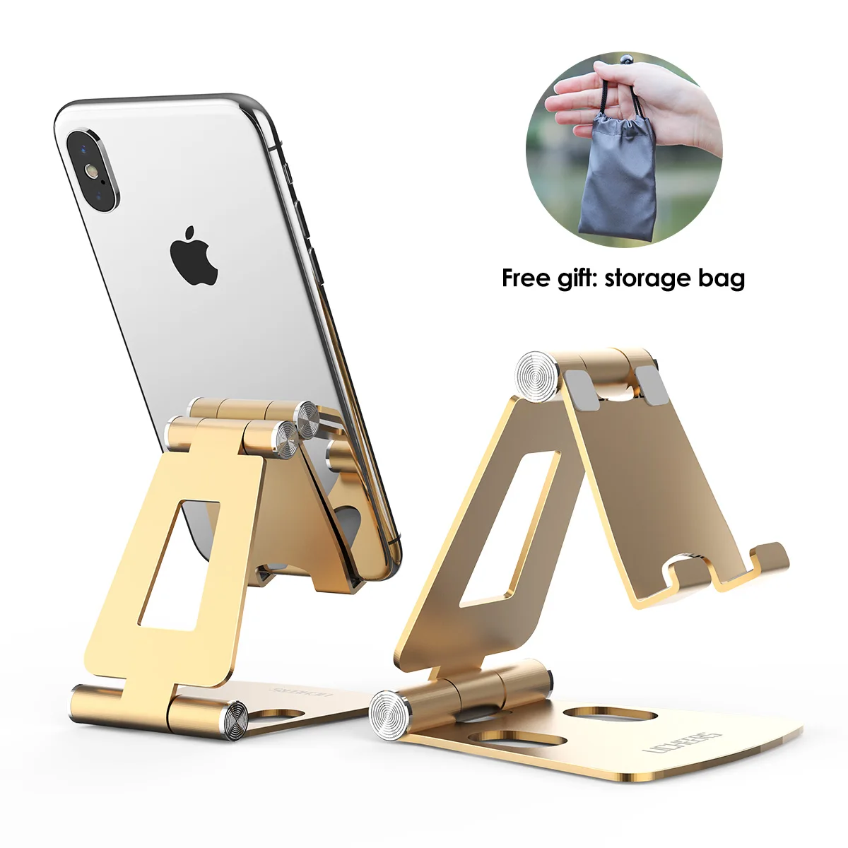 LICHEERS Giữ Điện Thoại Cho iPhone 13Pro Xiaomi Mi 9 Kim Loại Giá Đỡ Điện Thoại Có Thể Gập Lại Giá Đỡ Điện Thoại Bàn Làm Việc Cho iPhone 12 11 XS mobile holder for tripod