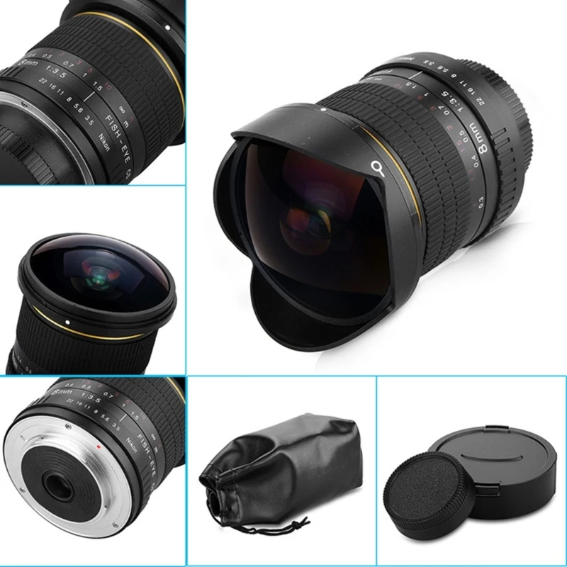 8mm F3.0 Ultra wide Angle Fisheye Lens Aspherical Circular Camera Lens for D7200 D7500 D90 D3100