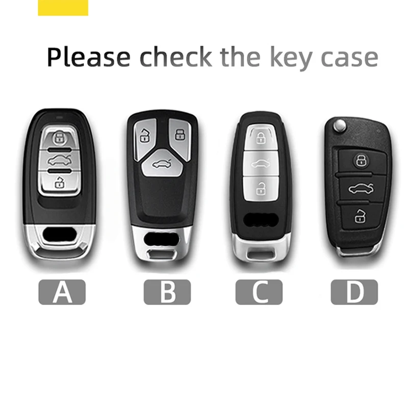 Key Case Car Key Shell Key Cover Fob Cover Alloy Style Car Key Case Cover Shell Fob for Audi A3 A4 B9 A6 A7 4K A8 E-tron Q5 Q8 C8 D5 SQ8 Key Protection Bag Accessories