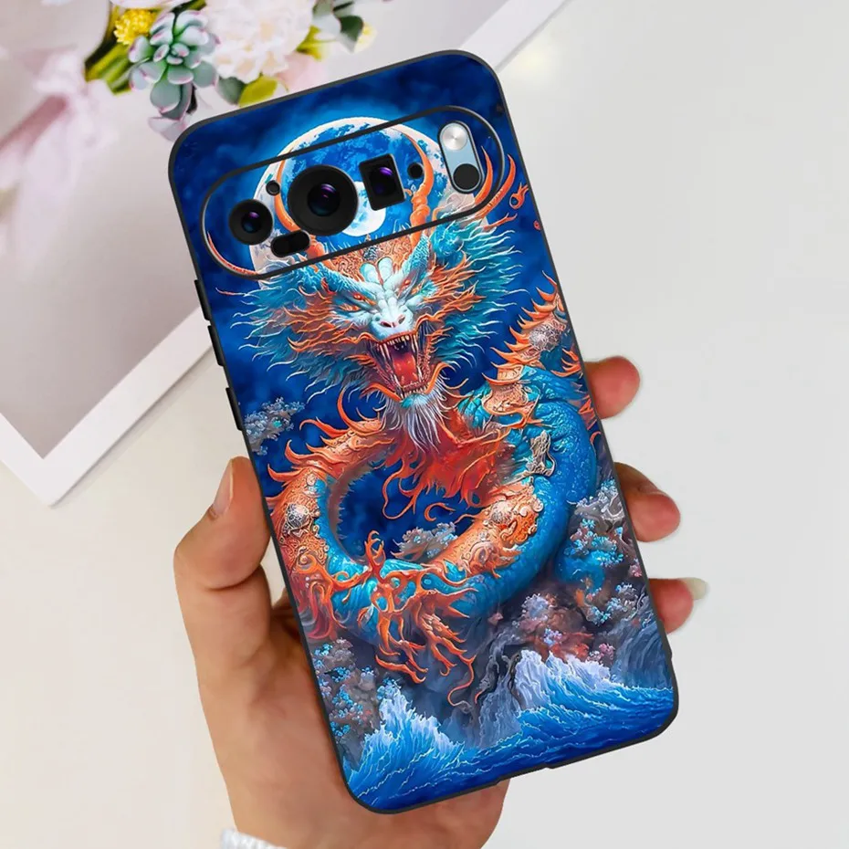 Fashion Dragon Metal Style Black Silicone Case - Soft TPU Phone Cover