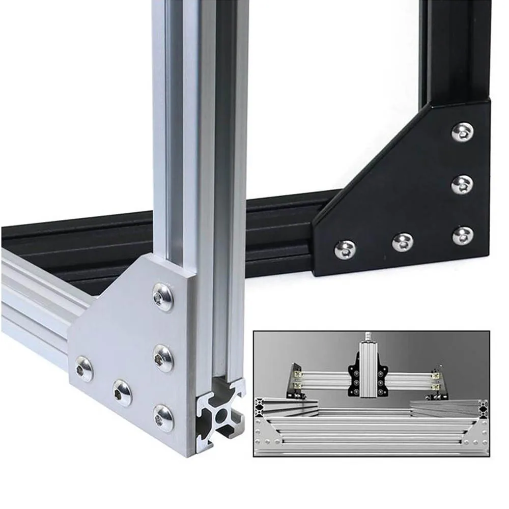 5 Hole Black/Silver Joint Board Plate Corner Angle Bracket Connection Strip for 3030 4040 Aluminum Profile 2020 corner bracket