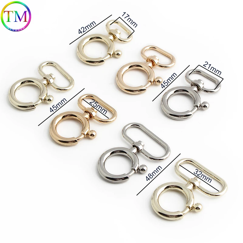 Metal Rotary Trigger Snap Hooks Lobster Clasps Clips Flat Bottom Spring Gate Leather Craft Pet Leash Bag Strap Belt Webbing
