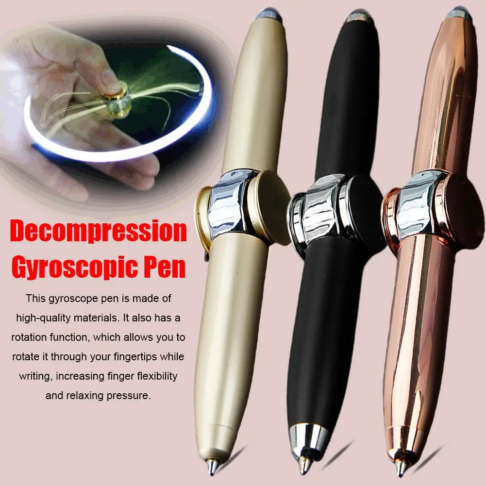 

Fidget Spinner Pen With Led Light Led Light Rotating Pen Ballpoint Pen Decompression Metal Multifunctional Gyro A9i8