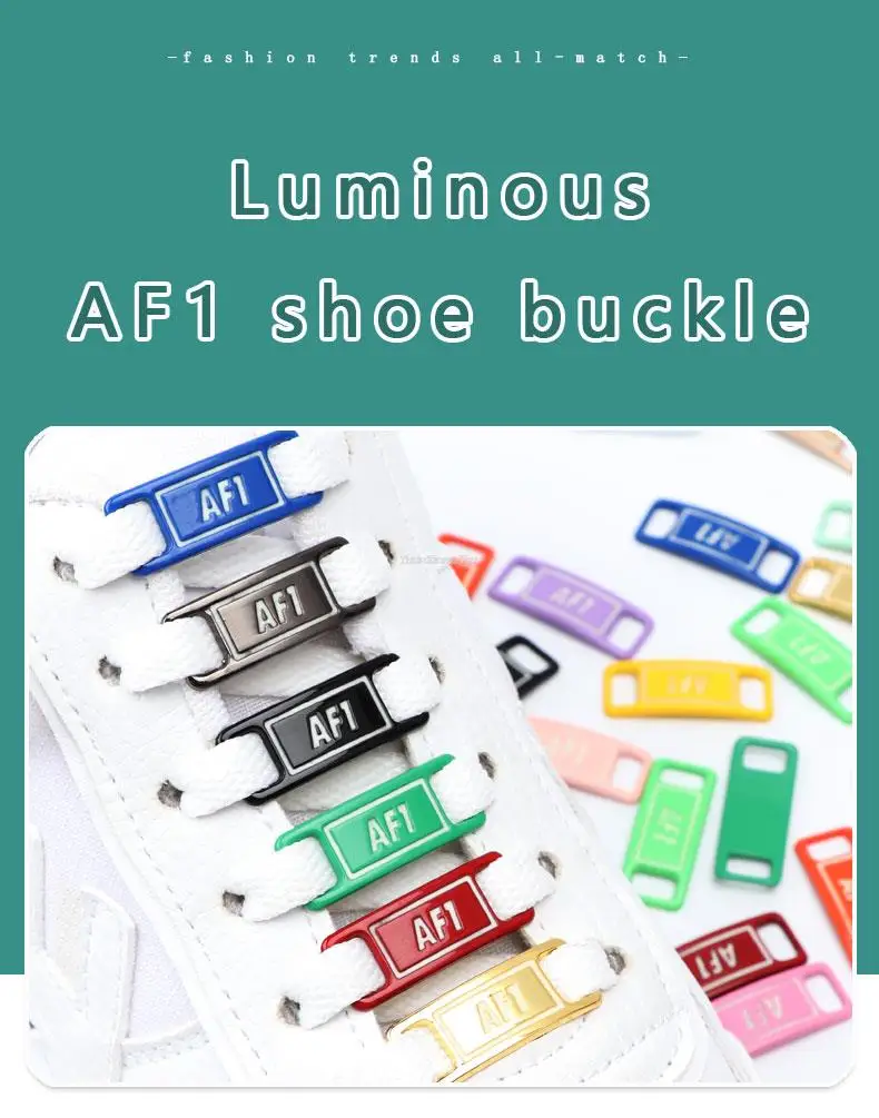 Fluoreszierende AF1-Schuhanhänger, leuchtende Schnürsenkel, Schnalle, hochwertige Metall-Schnürsenkel, Dekorationen, Chapa Air Force 1, Sneaker-Schuhzubehör – Detail 1