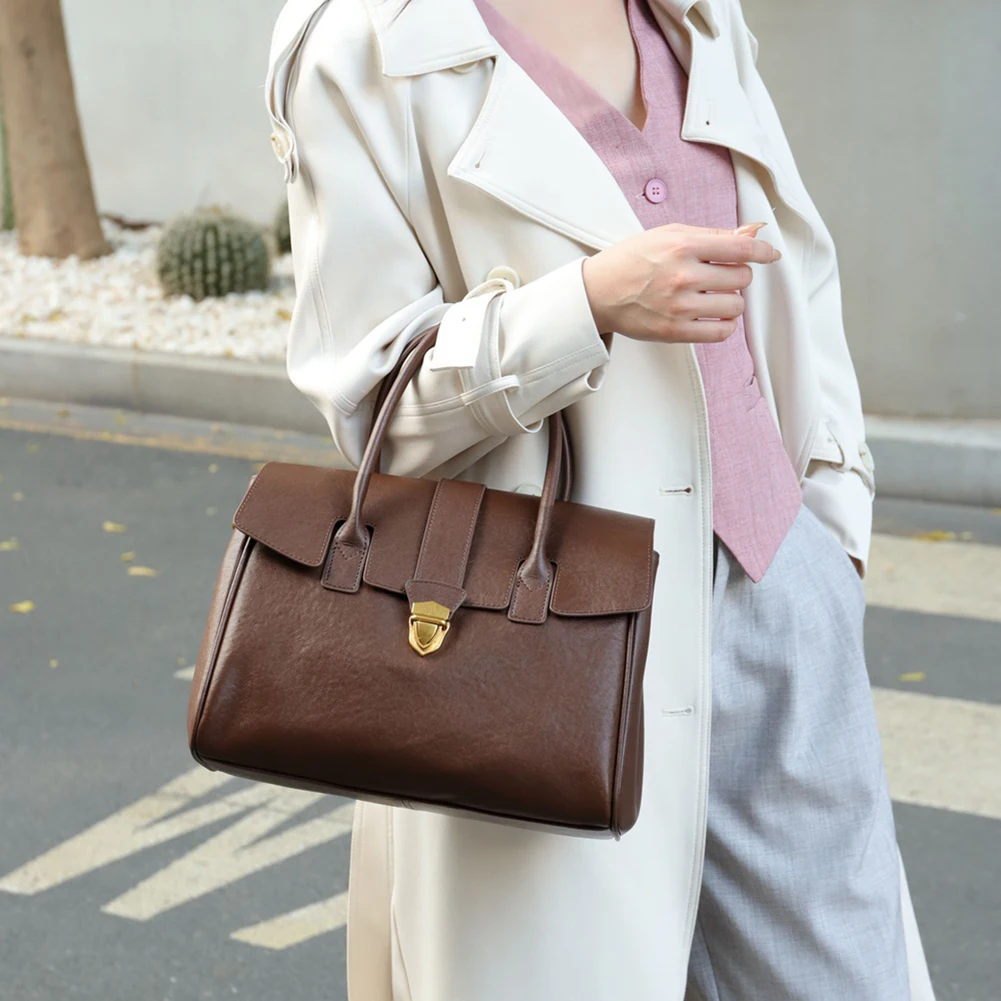 Women's PU Leather Top Handle Satchel Bag for Work Travel