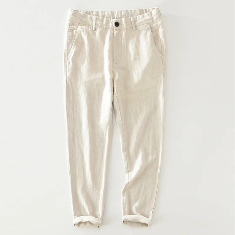 Calça De Linho Masculina Gafeng - Cintura Elástica Para Verão