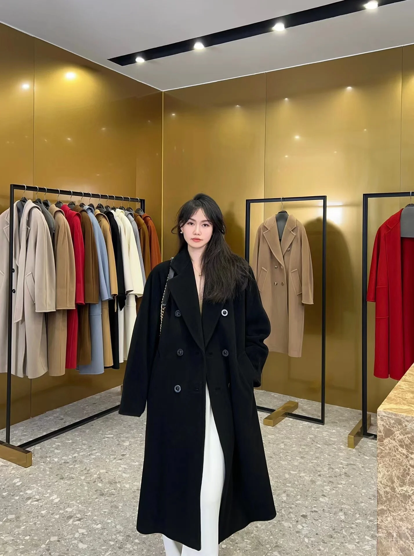 

Женский классический тренчкот, черная кашемировая одежда из 10% хлопка и шерсти ручной работы с вышивкой, Осень-зима 90%