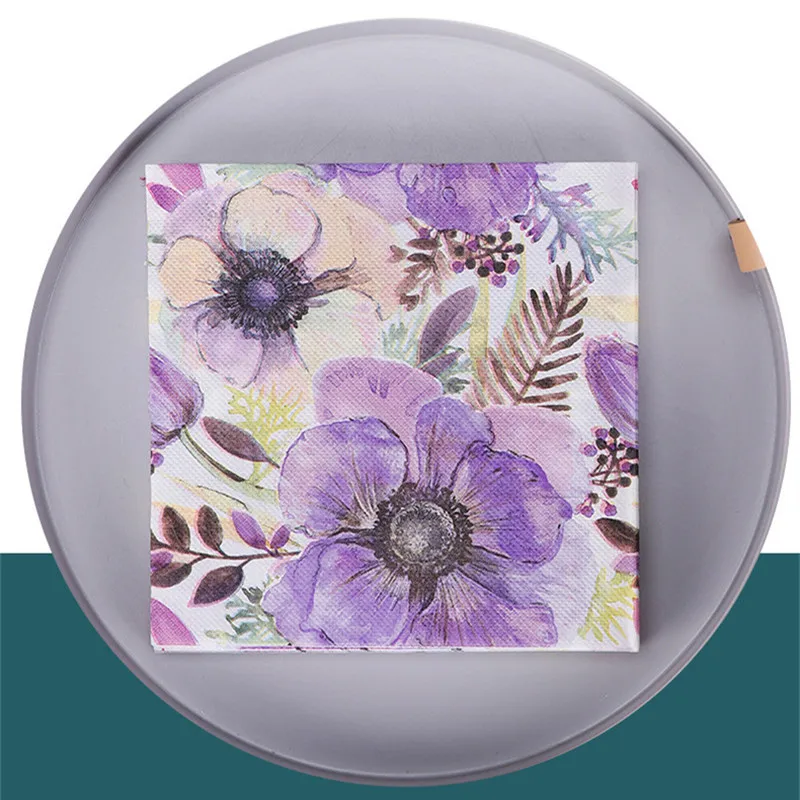 Flower Printed Dinner Paper Disposable Tableware Napkin Tissues 20Pcs/pack Wedding Birthday Party Decor