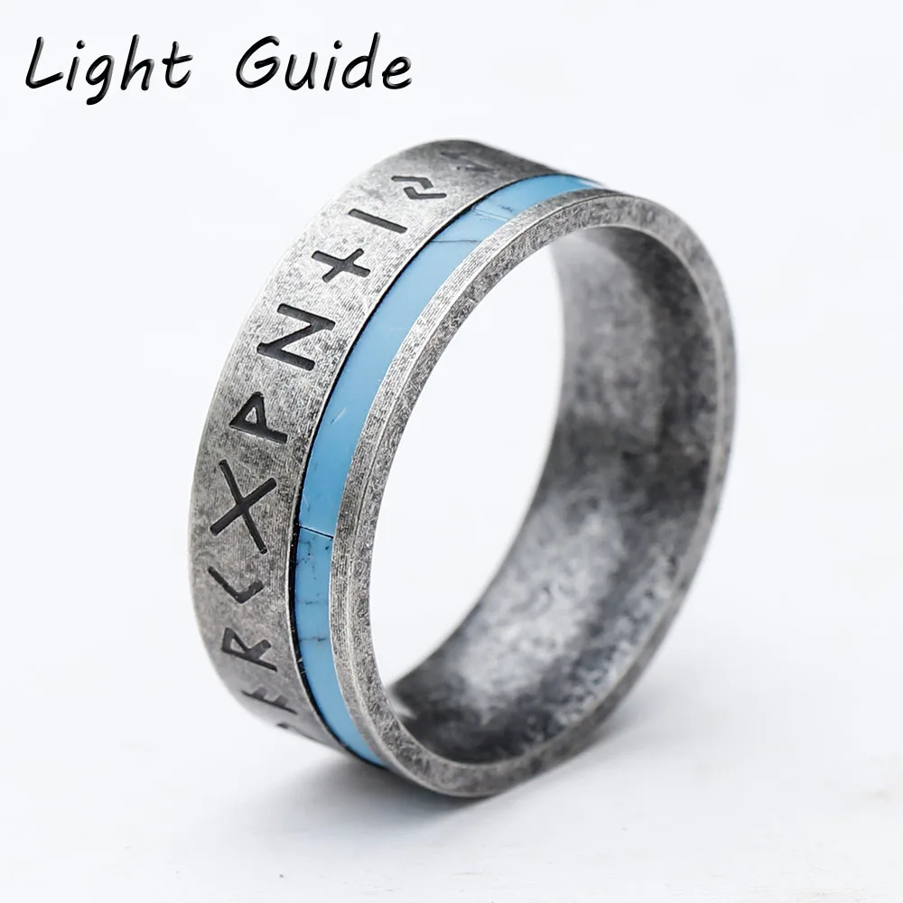 2023 neue 316l Edelstahl Odin Norse Wikinger Amulett Rune Wikinger Ring für Mann Mode rot Furnier Schmuck Party Geschenk