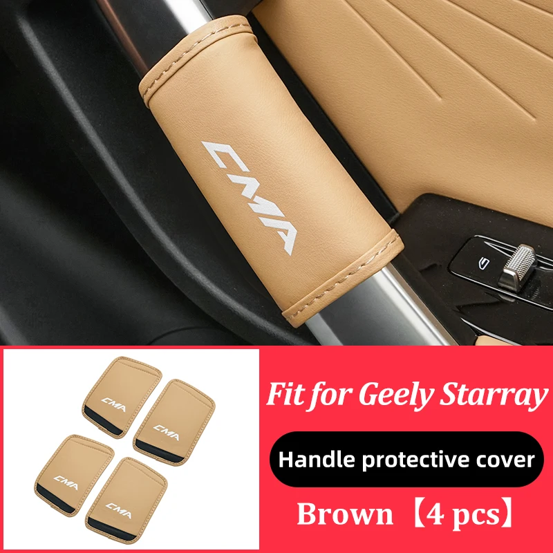 LINNUNU Funda protectora para manija interior de puerta de coche Geely Boyue L, funda protectora de cuero, accesorios para manijas Starray Atlas II