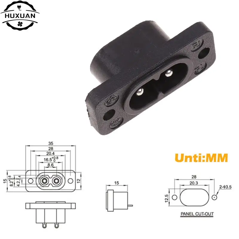 1pc AC 2.5A 250v 8-shaped Plug Socket C8 Male Female Power Outlet Embedded Electric Connector
