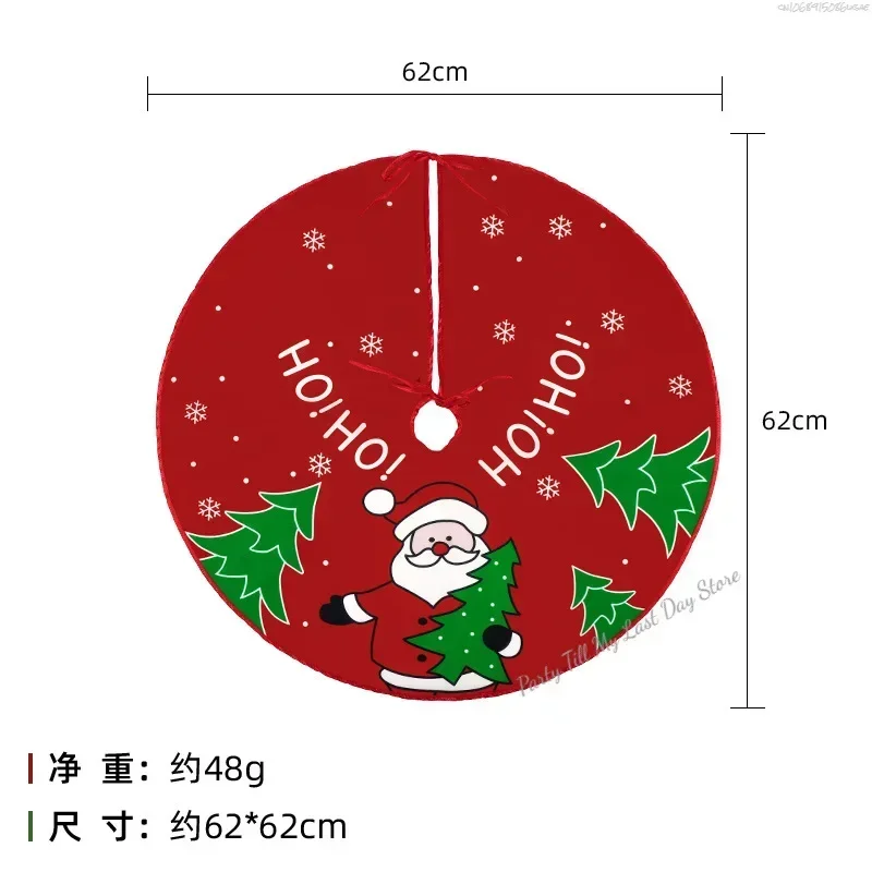 Christmas Tree Skirt 60Cm Red Christmas Tree Foot Cover Santa Claus Snowflake Carpet Base Mat Decorations