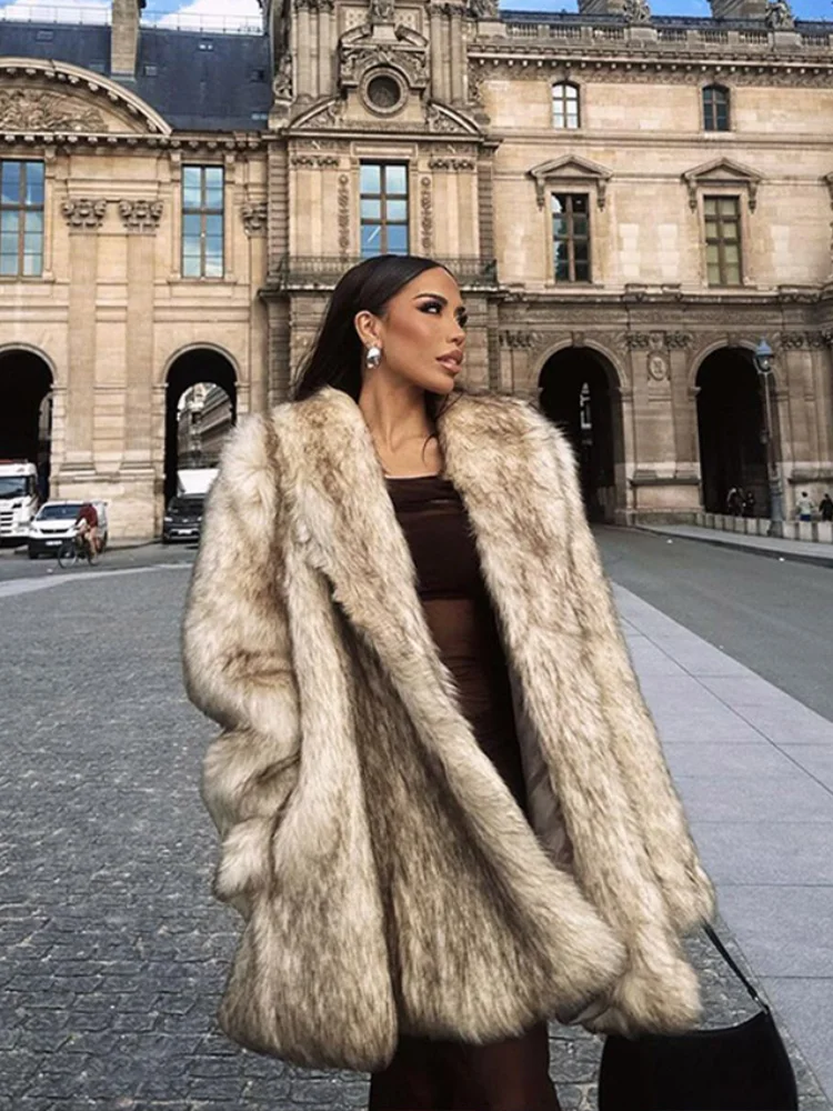Unisex Fluffily Retro Drop-Shoulder Oversize Fur-Jacket