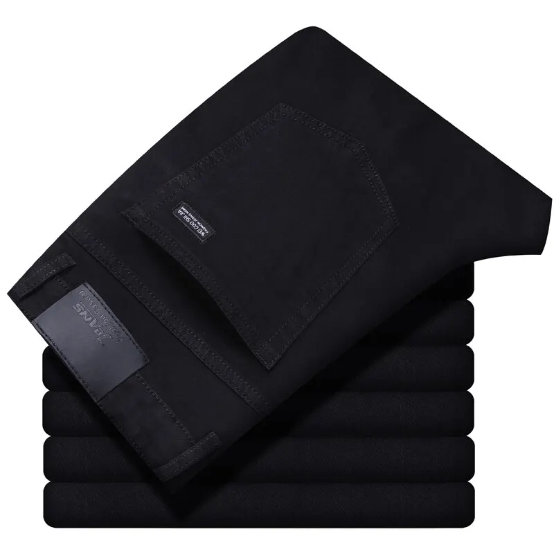 Wthinlee Men's Casual Fashion New Elastic Jeans Pants Work Jeans Classic Men's Fashion Brand Versatile Clothing Blue Black