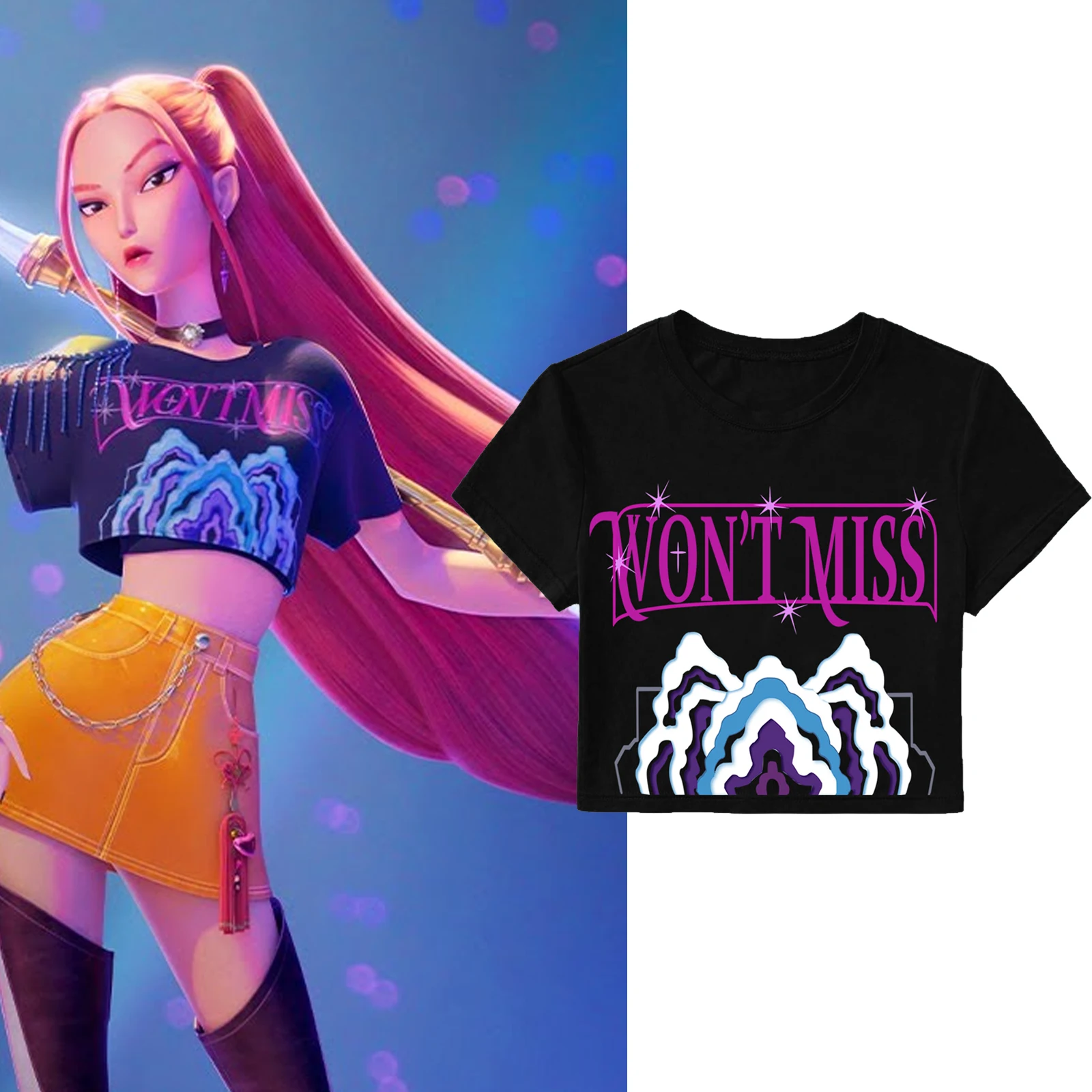 Damen Mode Film-T-Shirt für Fans Geschenk Tops Cosplay Crop T-Shirt Sommer Kurzarm Harajuku Streetwear Ästhetische Kleidung
