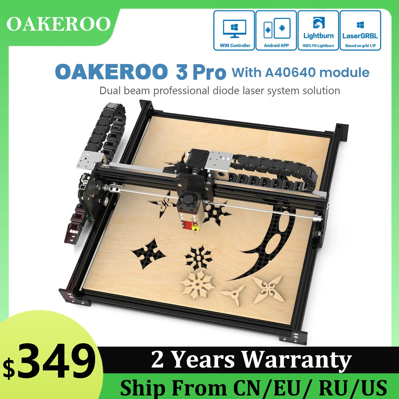 

OAKEROO 3 Pro Laser Engraving Machine 60W Output CNC Laser Engraver Cutter DIY 3D Logo Printer Wood Laser Cutting Machine
