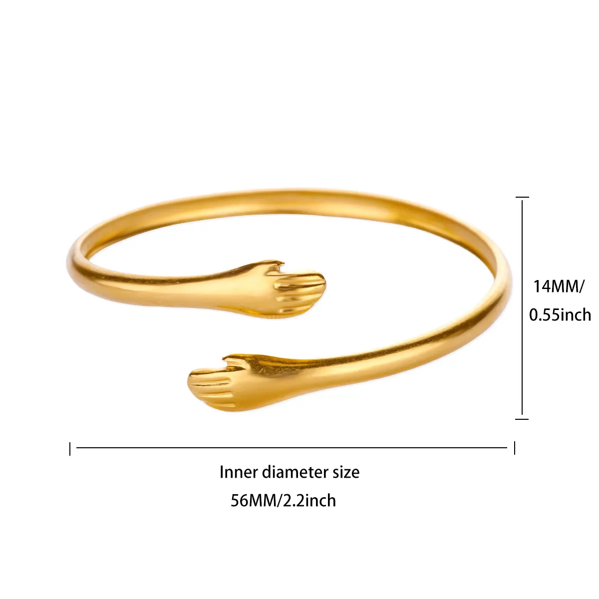 Hug Cuff Bracelets Open Adjustable Stainless Steel Women Men Jewelry