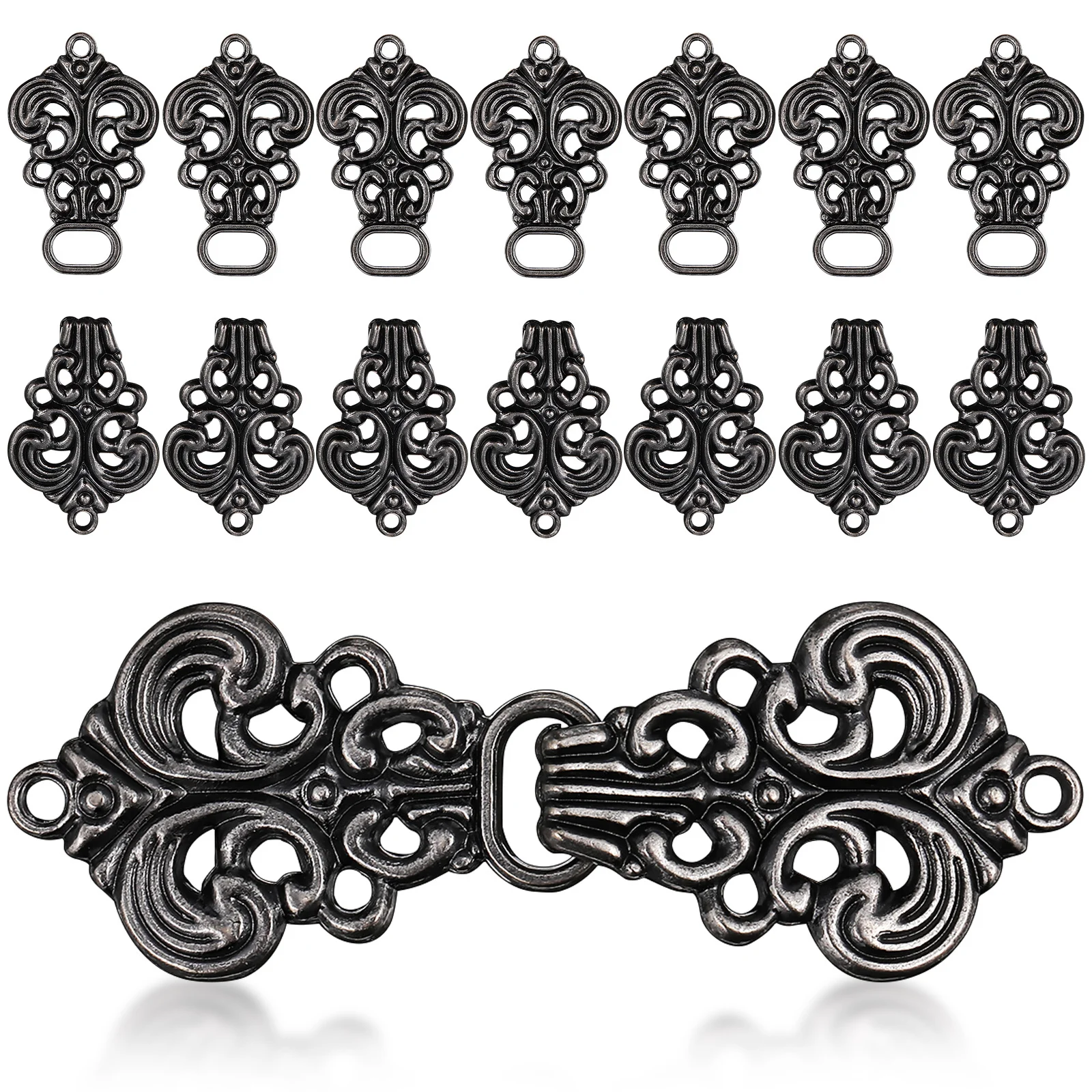 10쌍의 길상한 무늬 버클 레트로 빈티지 치파오 가디건 의류 장식 숄 칼라 패스너