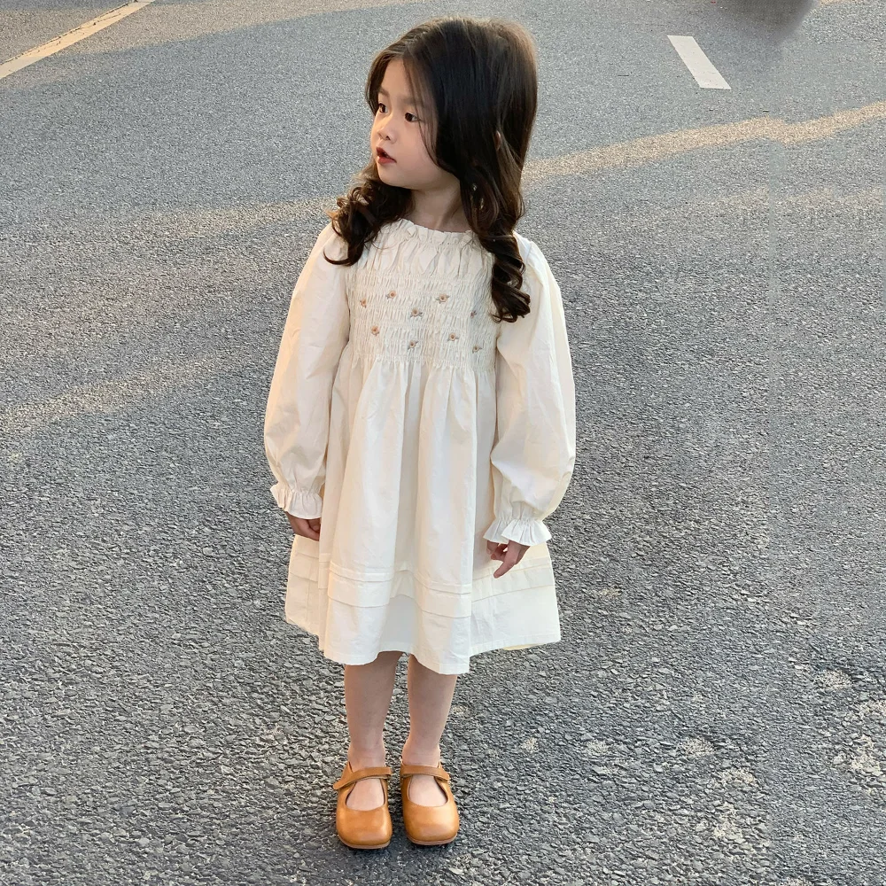 

Spring New Kids Dresses for Girl Children Embroidered Flower Princess Dress Sweet Baby Girl Clothes 2023 New