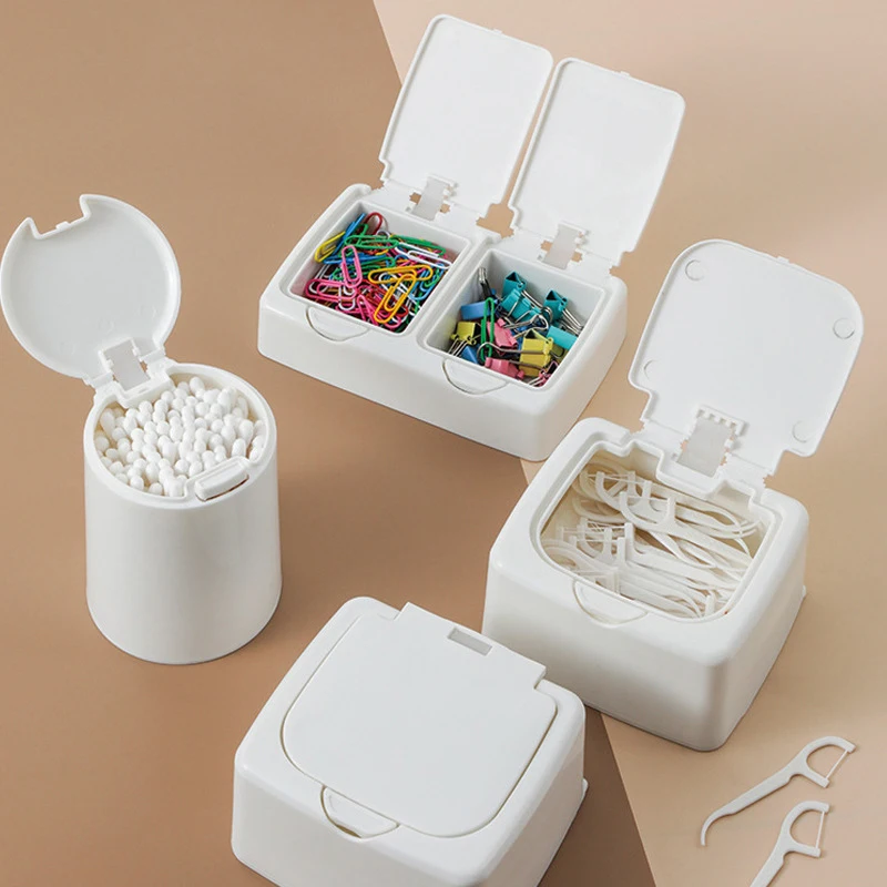 White Storage Box Desktop Organizer Large Capacity Stickers Simple Style Box Subpackage Holder desktop storage box stationery organizer stationery storage box