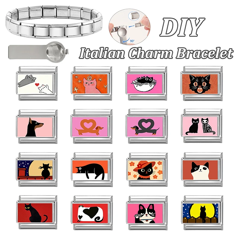 Pet Heart Butterfly Moon Charm Bracelet