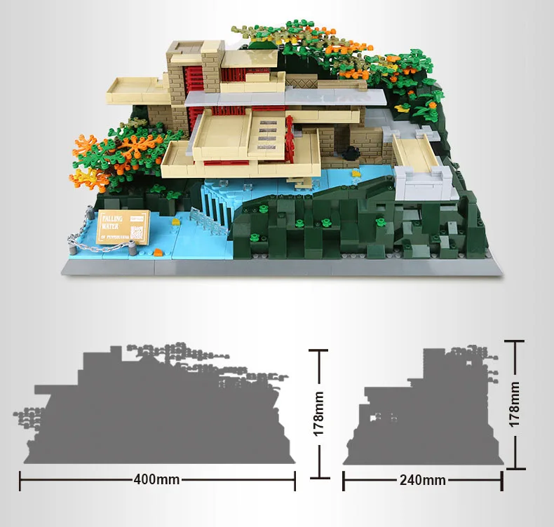 Kreatives Modernes Haus-KUNST-Architektur-Straßenbild Pennsylvania Vereinigte Staaten Fallingwater Baustein-Straßenansicht-Ziegelstein-Spielzeug – Detail 6