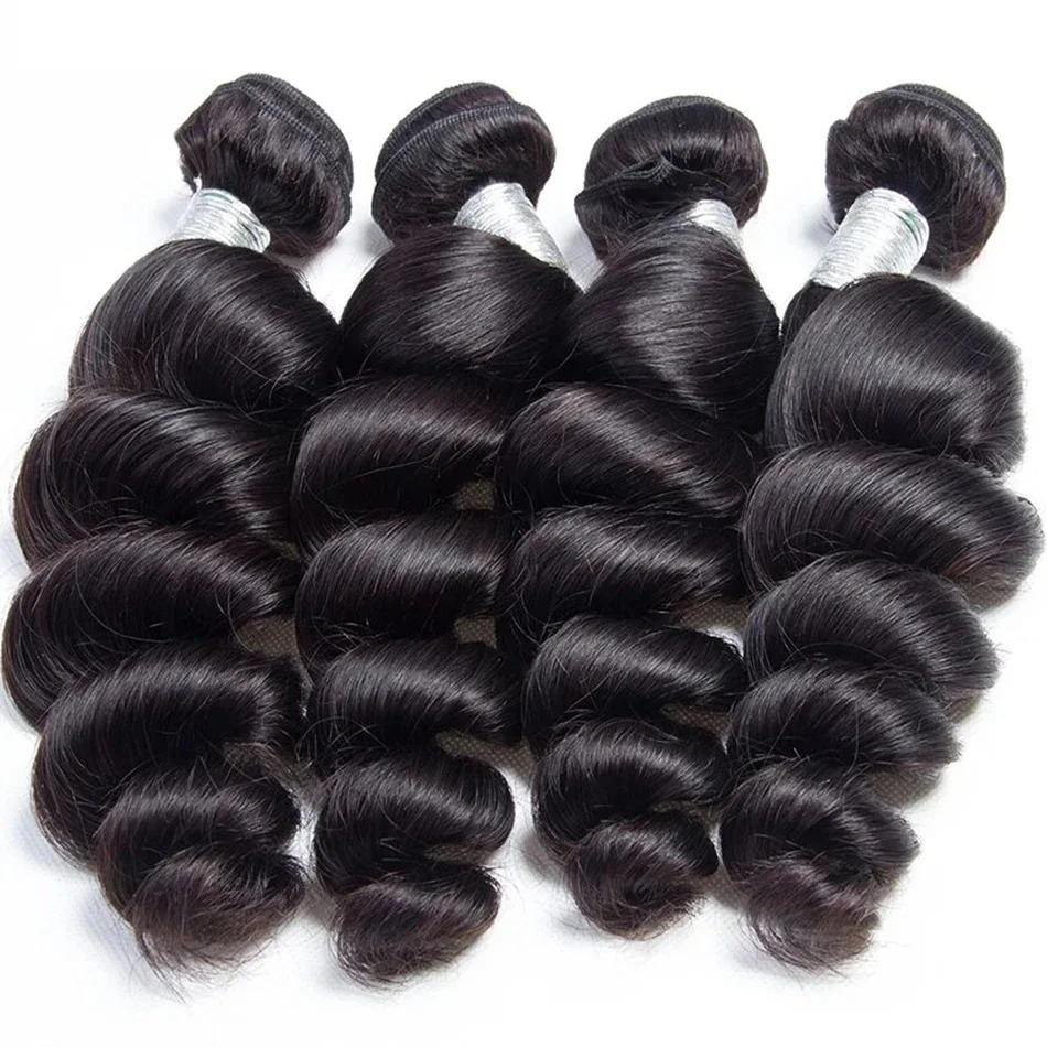 Human Hair Extensions Loose Deep Wave Bundles Brazilian Human Hair 1/3/4 Bundles 30 Inch