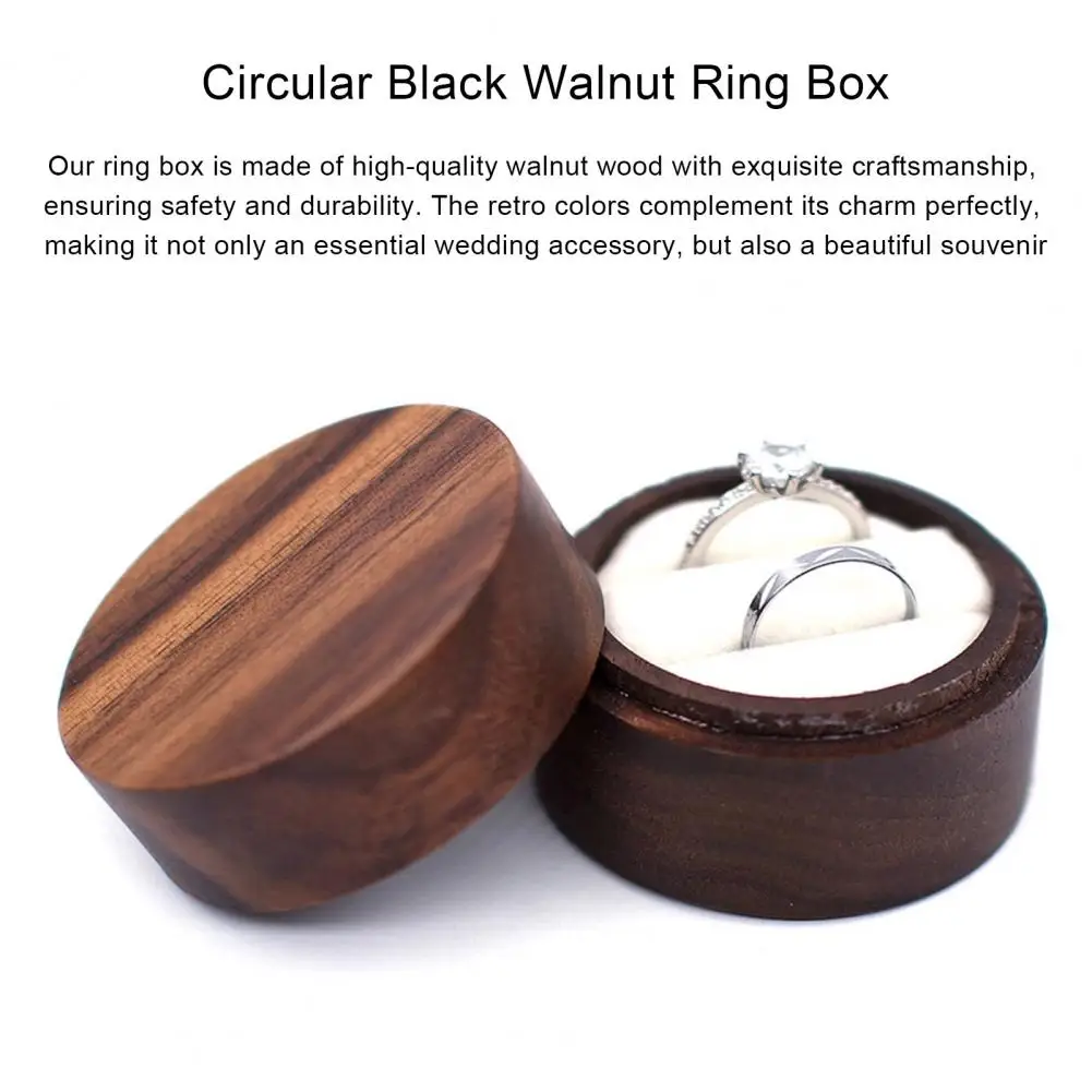 Scatola Ad Anello Da 5*3.5Cm Scatola Portaoggetti Ad Anello In Legno Vintage Vetrina A Doppio Anello Per Proposta Di Fidanzamento Fornitura Di Nozze D