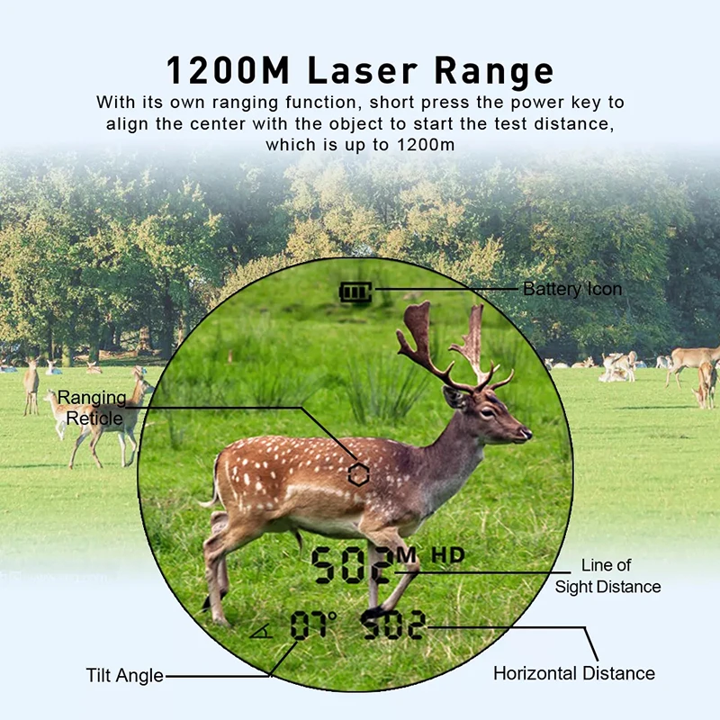 ZIYOUHU-Golf Laser Rangefinder, 1200m Long Range, High Precision, Electronic Distance Meter for Outdoor Hunting, 8x21, New