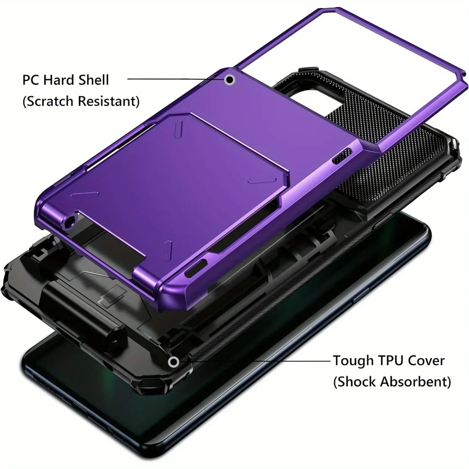 Dual Layer Armor Wallet Case with 4-Card Holder and ID Slot