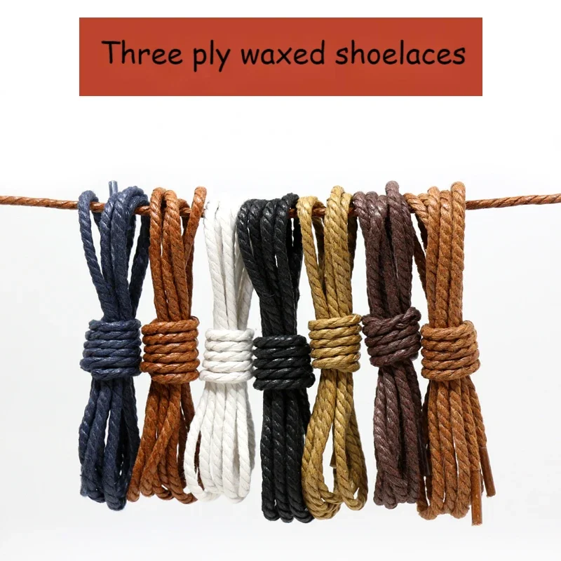 Elegant Round Waxed Shoelaces for Leather Boots and Shoes