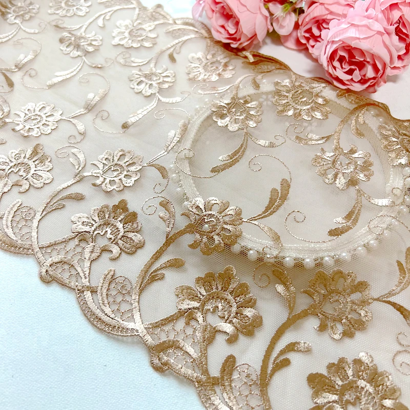 

3 ярда, 24 см, коричневая сетка, вышивка, цветы, кружево, изделие ручной работы «сделай сам», одежда, рукоделие, швейная ткань, аксессуары для одежды 852