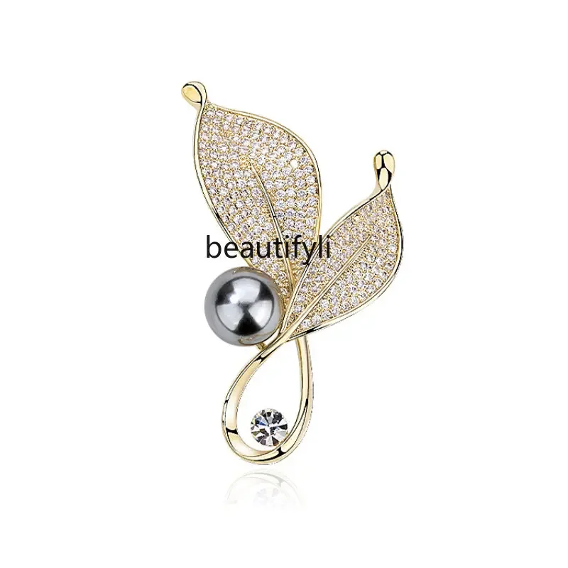 

zq Brooch High-End Women's Brooch Pin Fixed Clothes Anti-Unwanted-Exposure Buckle Chest Overlapping-Weight Ornaments