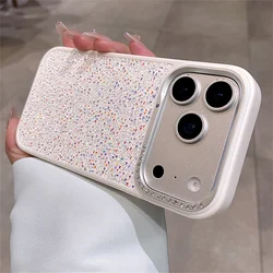 Luxurious Glitter Colorful Diamond Phone Case with Bling Lens Frame and Shockproof Protection - iPhone 15 (White)