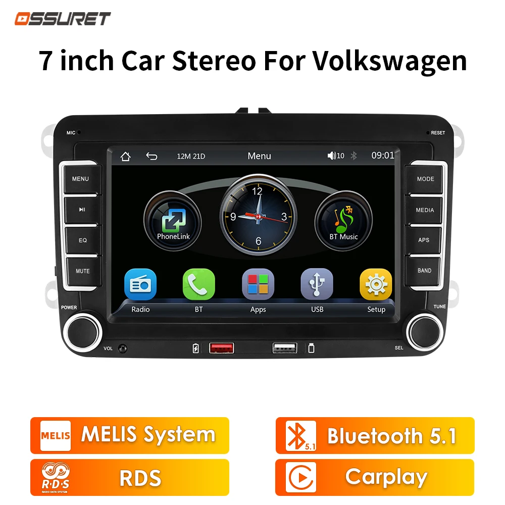 

7inch Auto Radio Stereo for VW Volkswagen Jetta Touran Golf Passat Polo Car MP5 Skoda Octavia Seat Carplay RDS Video USB SWC