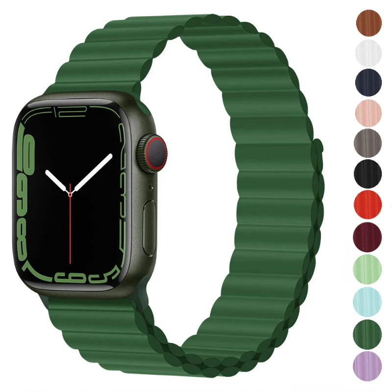 

Silicone Magnetic Loop Strap For Apple watch band 49mm 45mm 41mm 44mm 41mm 40mm 42mm Sport Wristband iwatch Ultra 8 7 6 5 4 3 SE