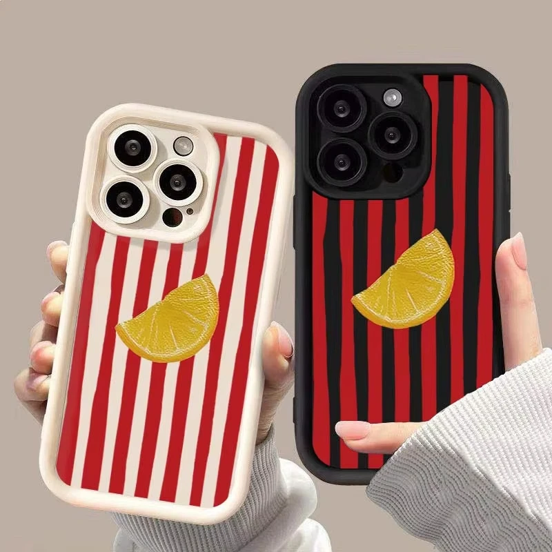 Summer Lemon Stripe Soft Phone Case Cover
