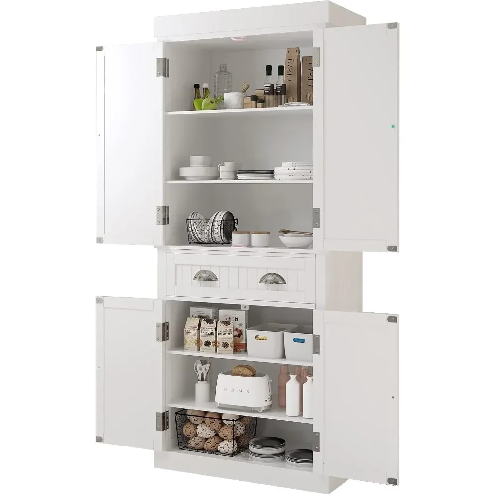 72" Freestanding Kitchen Pantry Storage Cabinet with Doors and Adjustable Shelves,Storage Cupboard with Large Drawer for Kitchen 6