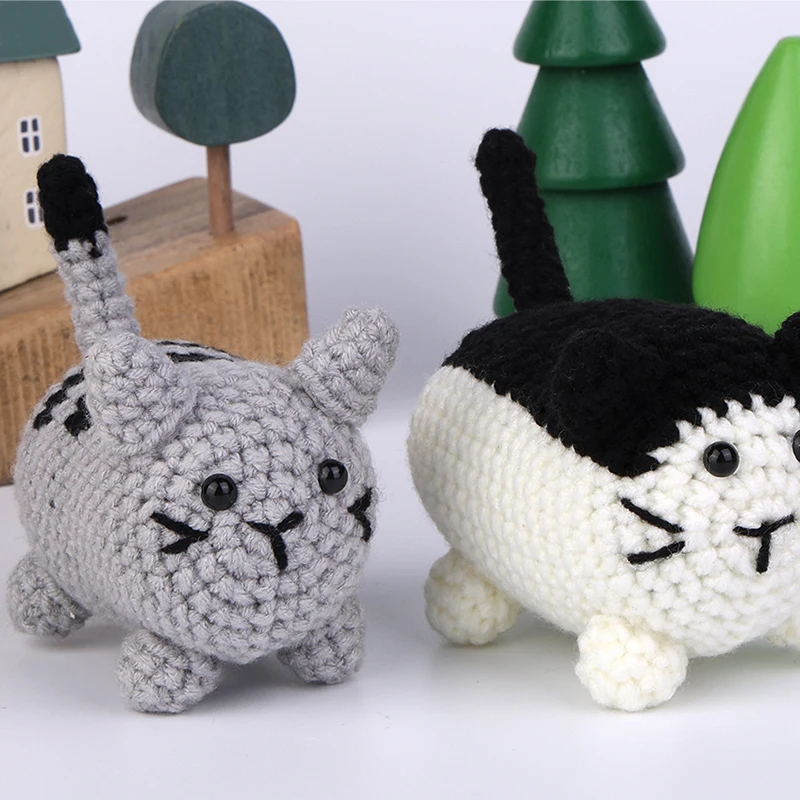 Crochet Cat Kit for Beginners With Video Tutorial Cotton Knitting Yarn Thread Needles Hooks Knit Tool Set DIY Craft