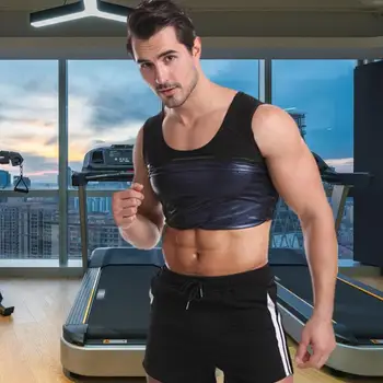Mens Sauna Vest Breathable Sweat Body Shaper Slimming Waist Trainer Vest Quick-drying Sports Tank Top Shirt Workout Vest No Zip 4