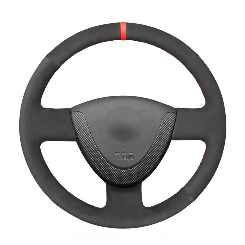 

Hand-stitched Black Suede Car Steering Wheel Cover for Honda Civic Jazz 2001 2002 2003 2004 2005