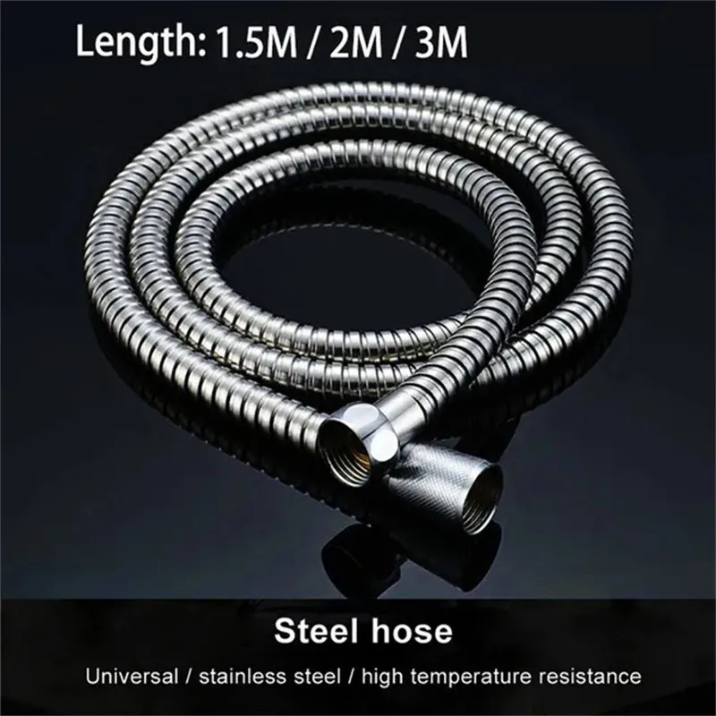 Plumbing Hose Shower Hose Extender Water Pipe Shower Hose Plumbing Supply Hose 1pc Stainless Steel Flexible Shower Hose 1.5M/2M/3M Shower Water Hose Extension Plumbing Pipe Pulling Tube Bathroom Accessories